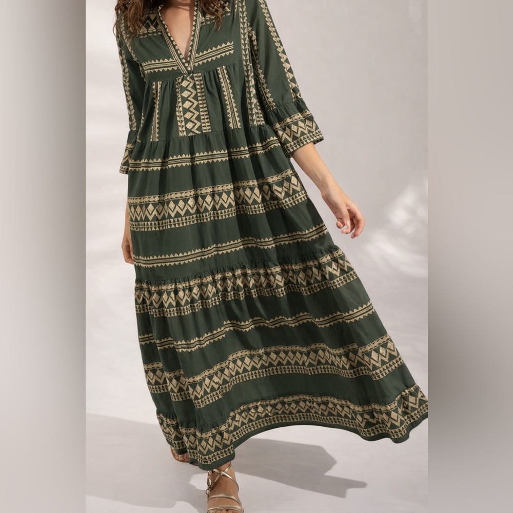Aether Concept Cotton Bohemian Green Maxi Dress - NWT - Size S (Oversized)